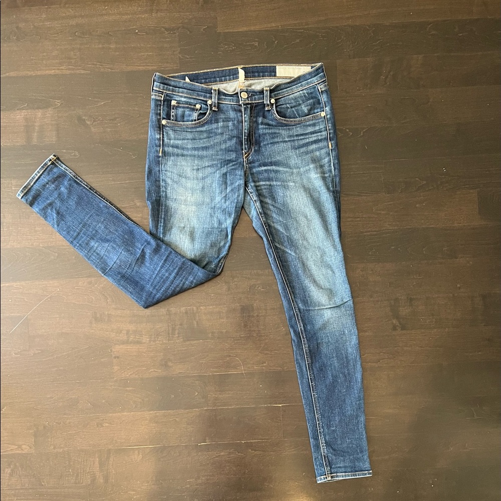Rag and Bone skinny jeans in distressed indigo